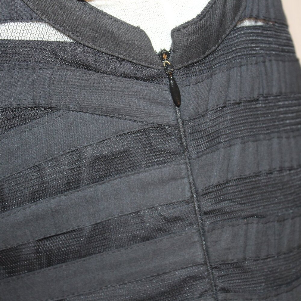 Cynthia Steffe Dress LBD Black Mesh Sheer Stripe Cocktail Formal  Size 8 - Picture 9 of 12